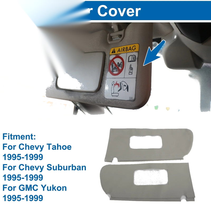 Chevy Tahoe Left & Right Gray Sun Visor Covers (1995-1999)