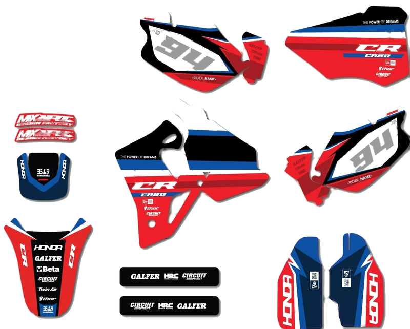 Honda CR 80 Fluid Style Graphics Custom Decal Kit (1996-2002)