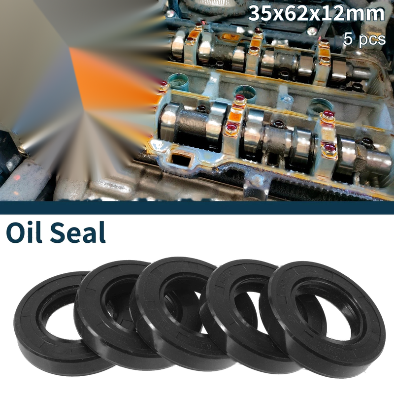 Oil Seal 5 x Rotary Shaft Seal NBR Rubber 35x62x12mm Black