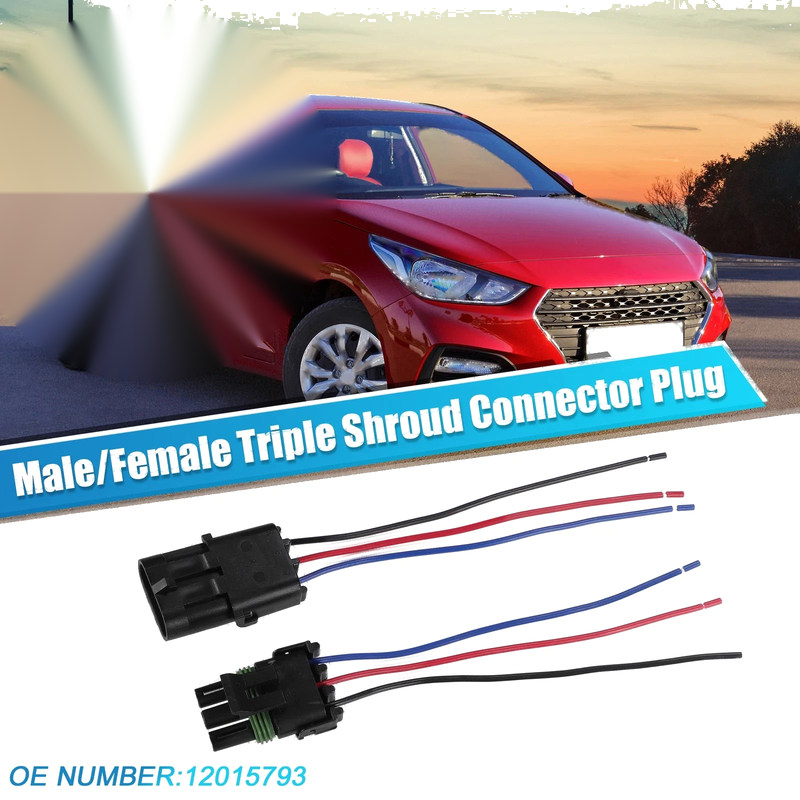 BMW 3 x Car 3-Pin Male/Female Triple Shroud Connector Plug