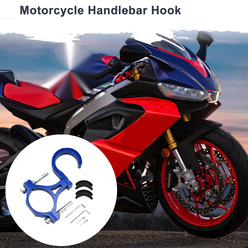 Arc Aluminum Alloy Motorcycle Hanging Hook 2 x Screws & Washers Hex Wrench Blue