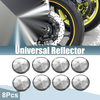 Motorcycle 8 x Round Safety Spoke Reflector Self-Adhesive White