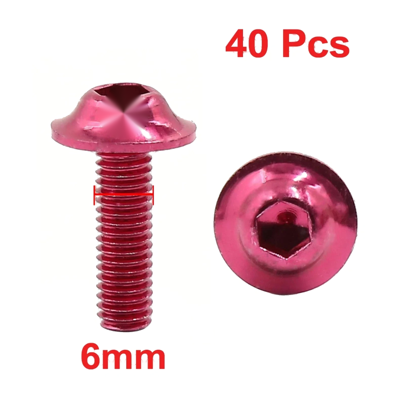 Motorbike Sportbikes Fairing Bodywork 40pcs Red M6 Hex Bolts Screws