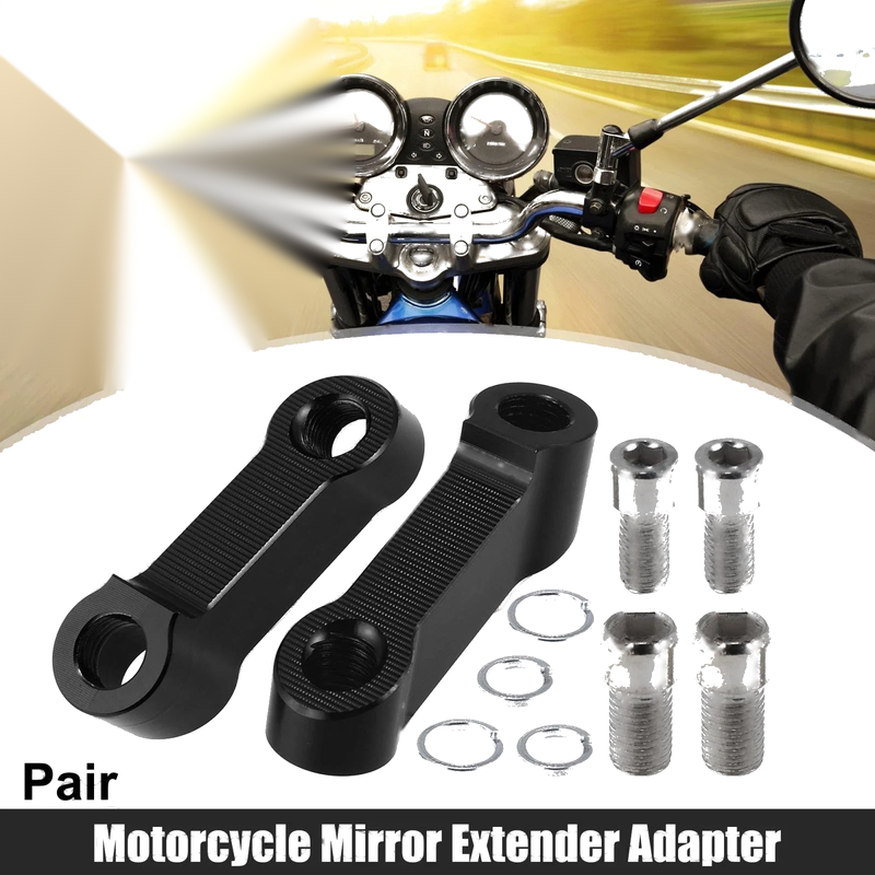 Honda Yamaha 1 Pair Mirror Extender Adapter 10mm 8mm