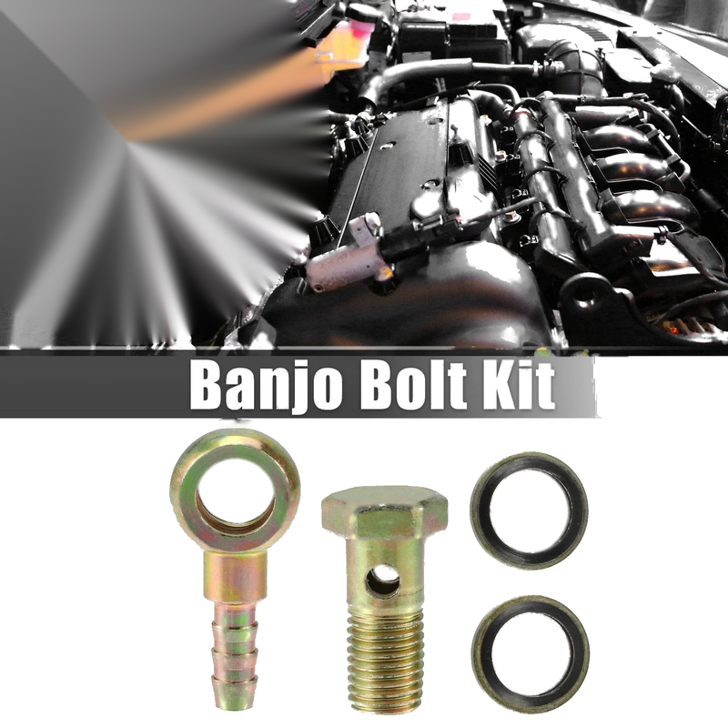 Motorcycle Bronze Tone M12x1.5 Banjo Bolt Kit with Copper Washers