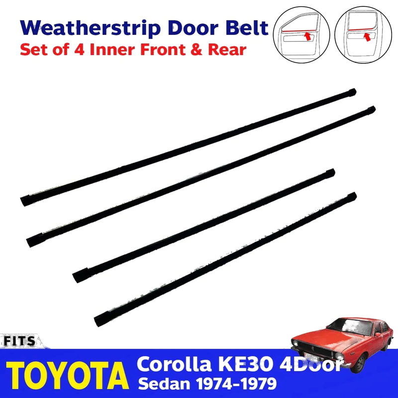 4x Inner Weatherstrip Door Belt Seal Fit Toyota Corolla KE30 TE31 4D SED 1974-79