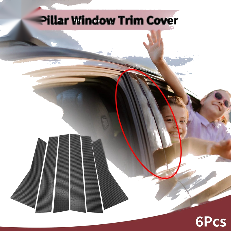 Honda CR-V 2012-2016 Black Carbon Fiber 6 Pcs Car Door Pillar Window Trim