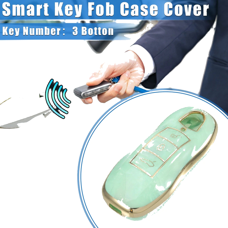 Porsche Cayenne (2011-2018) TPU Green 3 x Button Smart Key Fob Case Cover