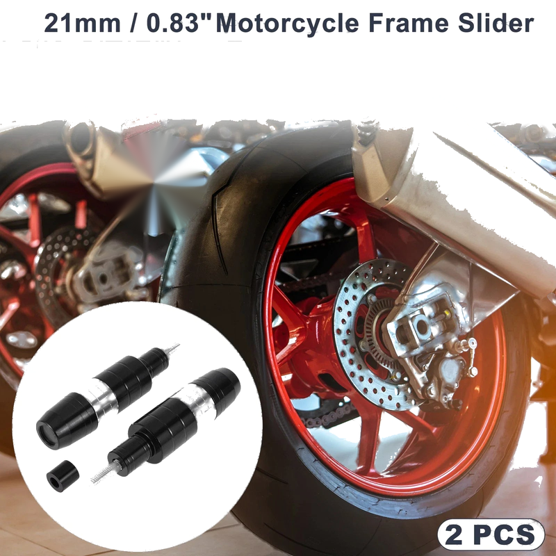 8mm Aluminum Alloy Motorcycle Slider Frame 2 x Pcs Silver Tone