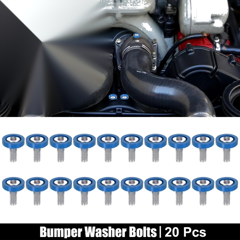 Car 20pcs Blue M6 Fender Bumper Washer Bolt Engine Bay Fastener