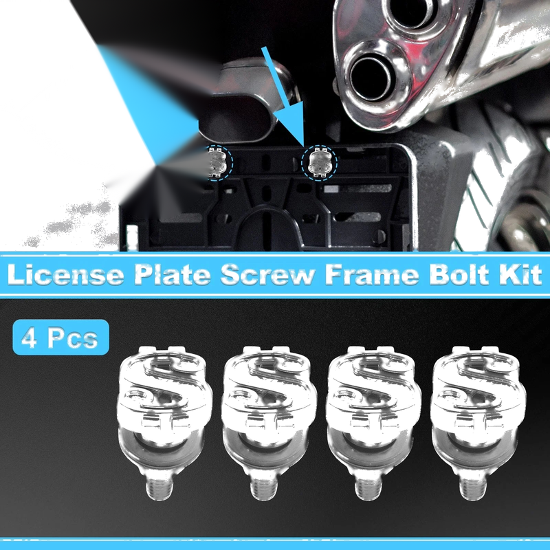 Universal Motorcycle License Plate Screws Cover 3.38 cm Silver Tone