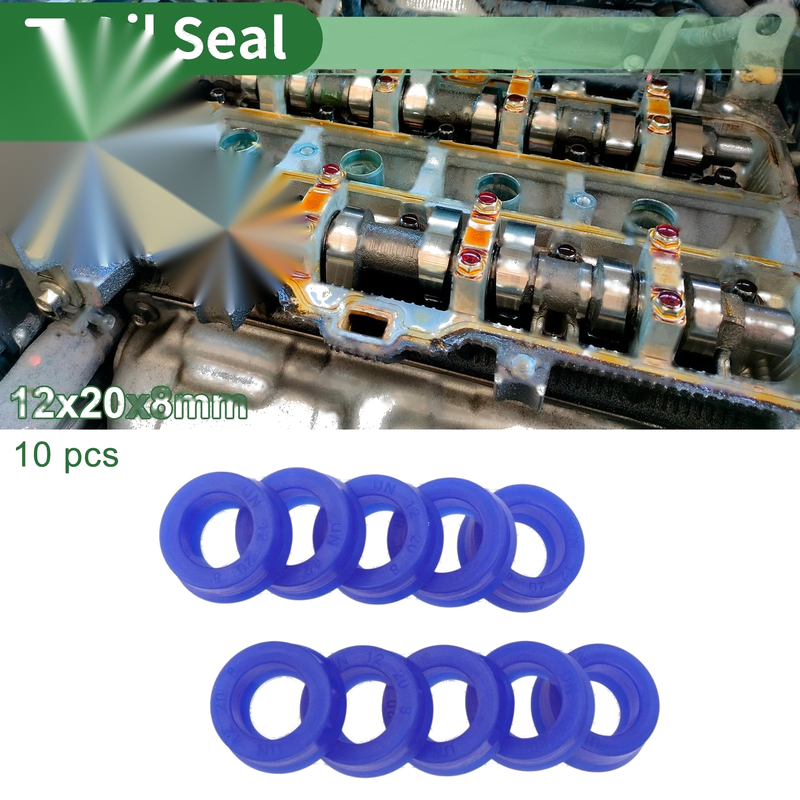 Oil Seal 12x20x8mm 10 Pcs Rotary Shaft Seal TPU Blue