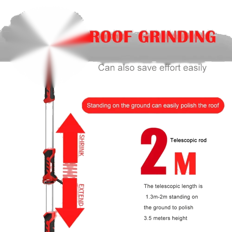 225mm 1250W Dustless Wall Polishing Machine with Long Rod & LED