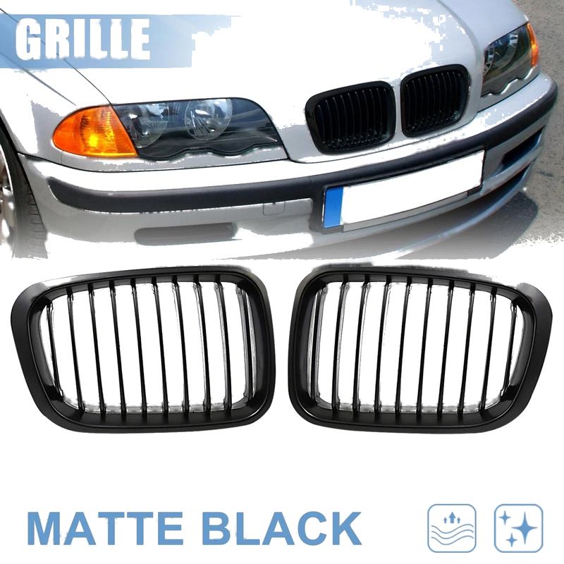 BMW 325i 330i Matte Black Front Upper Kidney Grille (2006-2013)