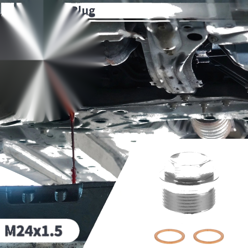 Car Motorcycle Silver Tone 1 Set M24x1.5 Engine Oil Drain Plug with Gasket