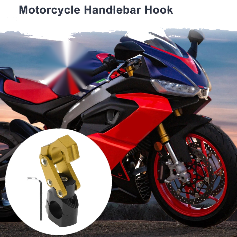 Rectangle Aluminum Alloy Motorcycle Hanging Hook Hexagon Wrench 1 Set Gold Tone