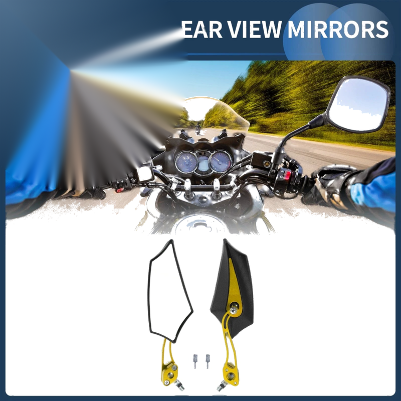 Motorcycle M8/M10 Black Gold Tone Rear View Mirrors