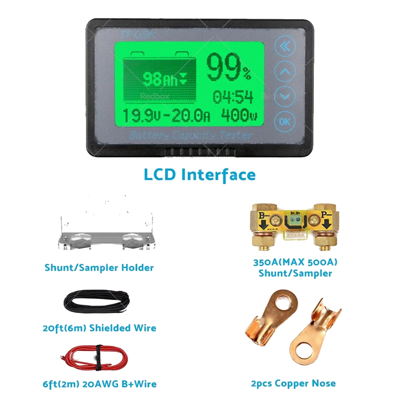 Caravan 350A MAX 500A LCD Alarm Tester Battery Monitor