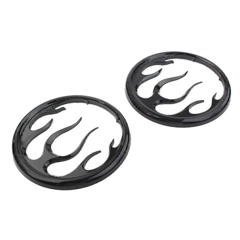 Harley Electra Glide Black Flame Speaker Grill Accent Trim Cover (2009-2023)