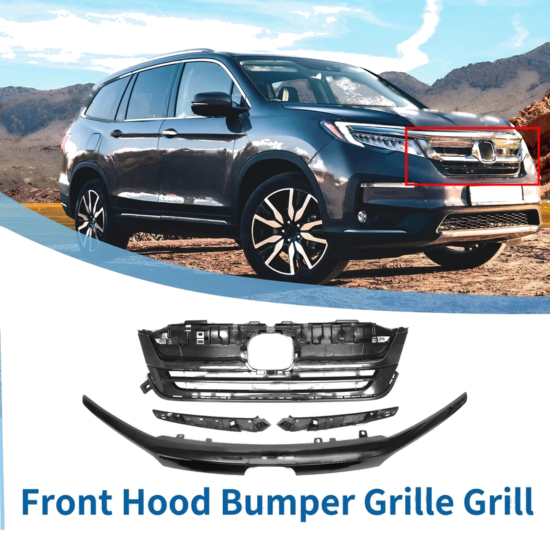 Honda Pilot 2019-2020 Black 1 Set Front Bumper Grille