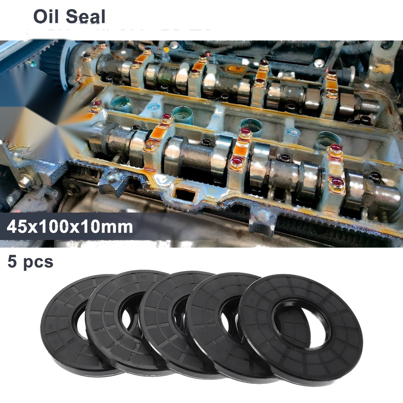 Oil Seal Rotary Shaft Seal Nitrile Rubber 45x100x10mm Black 5 Pcs
