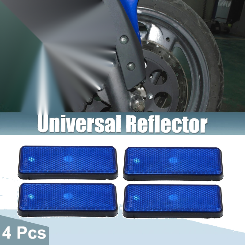 Motorcycle Garbage Cans Blue 4 x Universal Rectangle Shape Reflectors