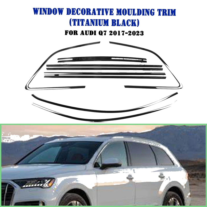 Audi Q7 10 x Titanium Black Window Strip Moulding Seals (2017-2024)