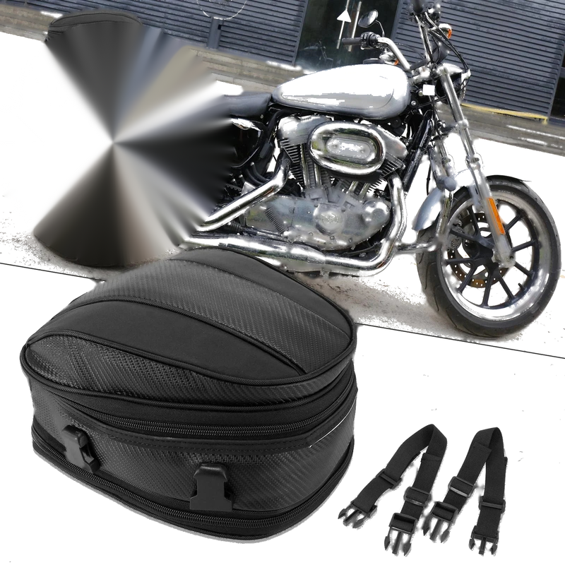 Motorcycle Seat Tail Bag Travel Rear Luggage Bag Waterproof 1680D Backpack Black
