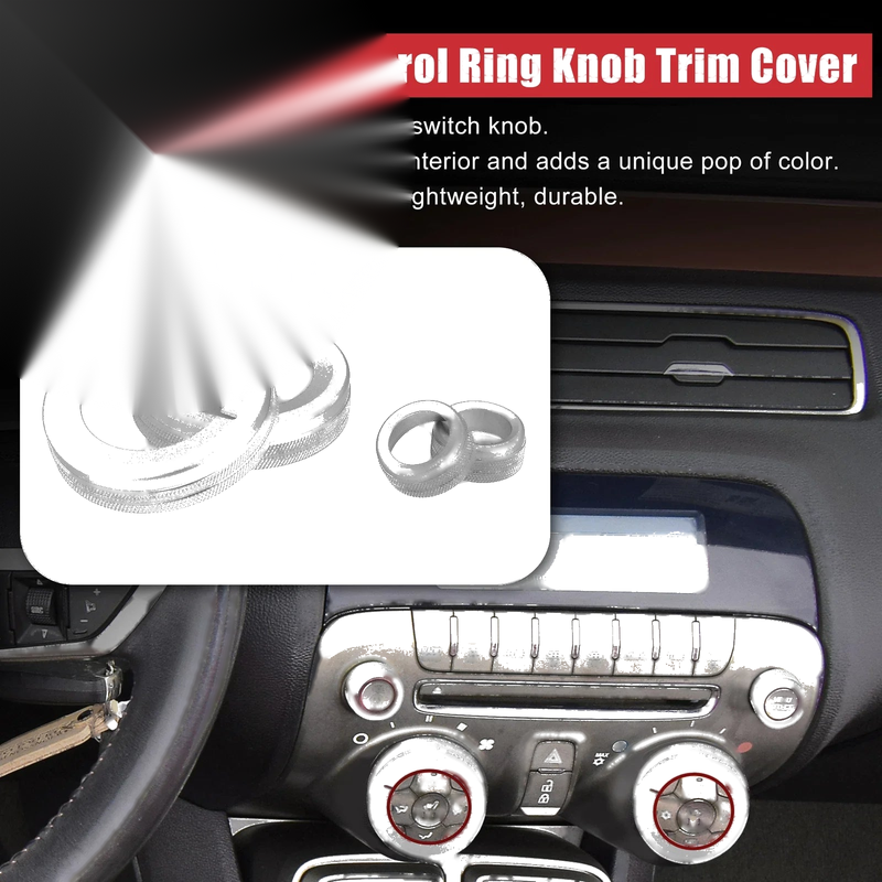 Chevrolet 4 x Silver Tone Aluminum Alloy Center Control Ring Knob Cover