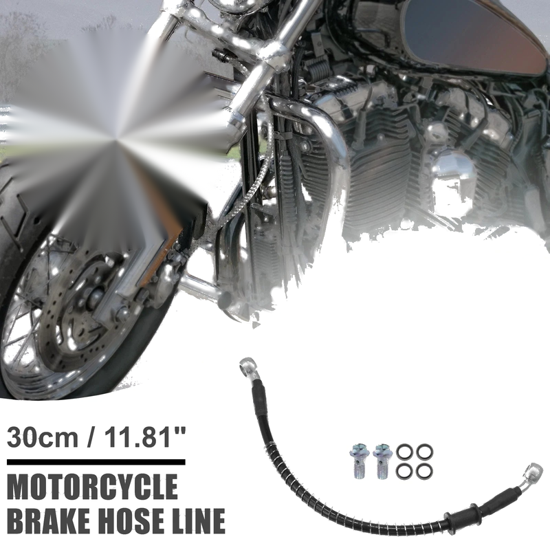 Motorcycle Brake Line 30cm Oil Hose Pipe with Spring Protection Black