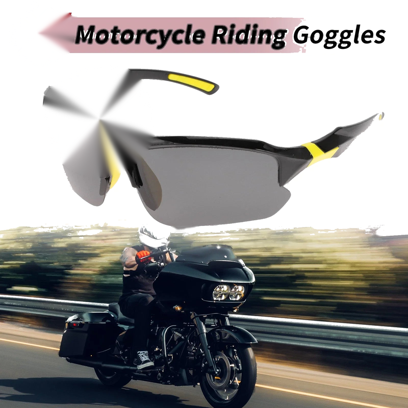 Motorcycle Goggles Deep Gray Lens Black Yellow Frame Tri-acetyl Cellulose