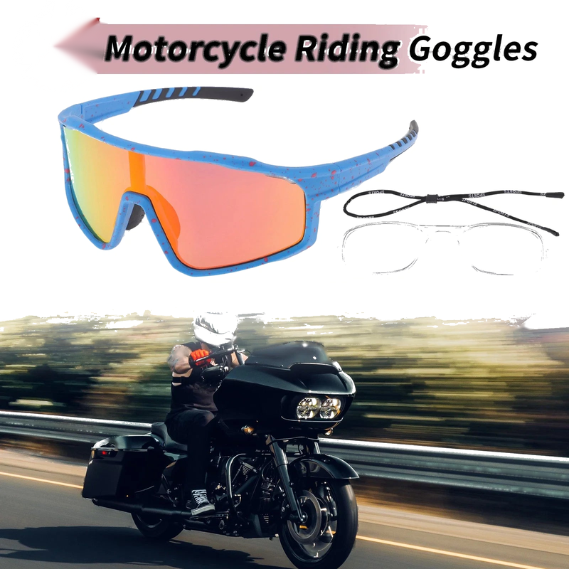 Motorcycle Riding Goggles Red Lens Blue Purple Red Frame Tri-Acetyl Cellulos PC