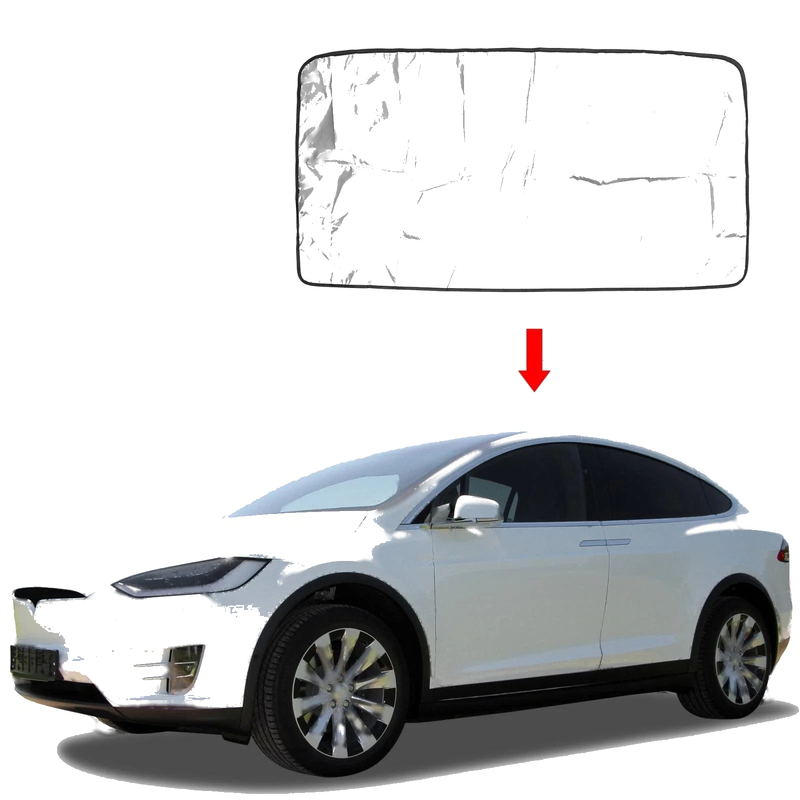 Tesla Model X Black Silver Tone Front Window Sunroof Shade (2016-2023)
