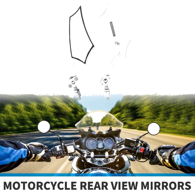 Motorcycle M10 M8 2 x Motorcycle Rear-View Mirrors Prismatic Handlebar White