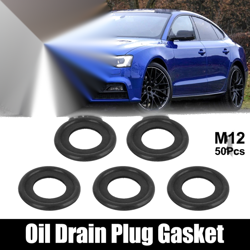 Buick 50pcs M12 Rubber Black Oil Drain Plug Gasket Washer Seal O-Gasket