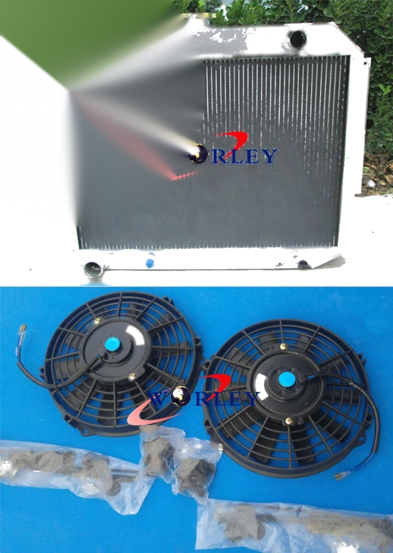 Chrysler Dodge Polara Monaco Plymouth Fury V8 Aluminum Radiator + Fans (1965-1973)