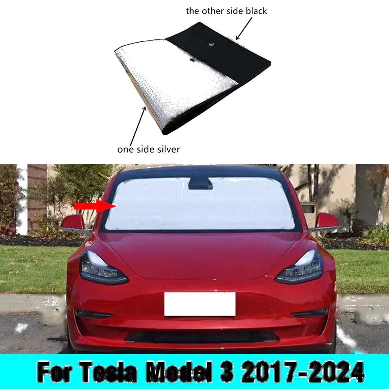 Front Windshield Interior Privacy Sunshade Cover Tesla Model 3 (2017–2024)