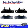 Outer Door Handle Black Set 4 Fits Honda Civic Dimension ES EM 4D SED 2001-05