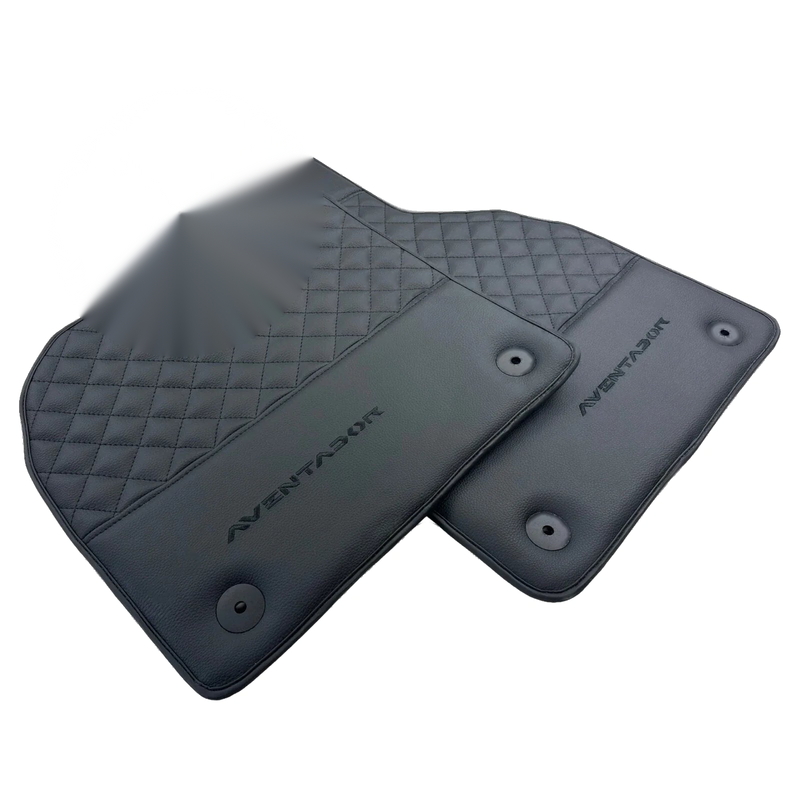 Lamborghini Aventador (2012-2023) - Diamond Black Stitching Leather Floor Mats