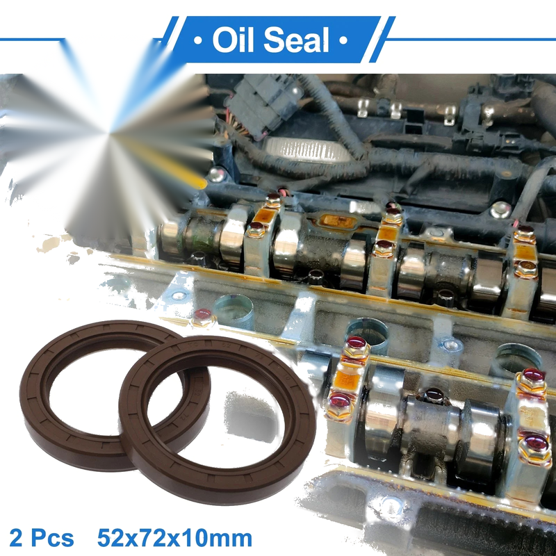 Oil Seal Seal Ring Rotary Shaft Seal FKM Rubber 52x72x10mm Brown 2 x Pcs