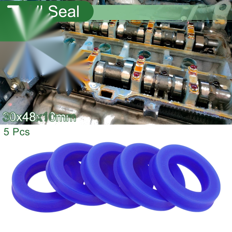 Oil Seal 30x48x10mm TPU Rotary Shaft Seal Blue 5 Pcs
