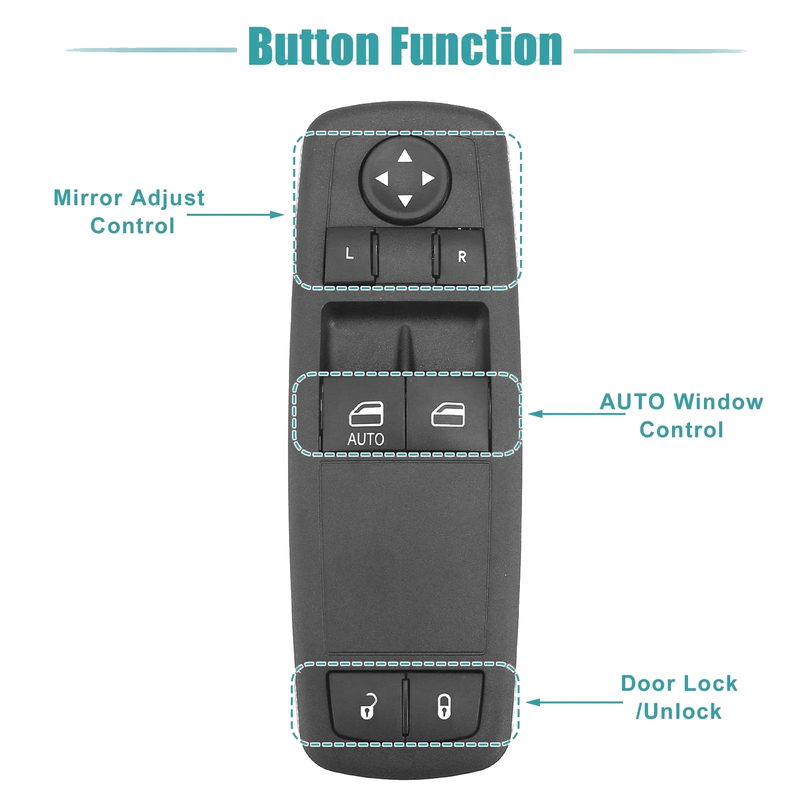Chrysler 7-Button Black Front Power Window Switch Control