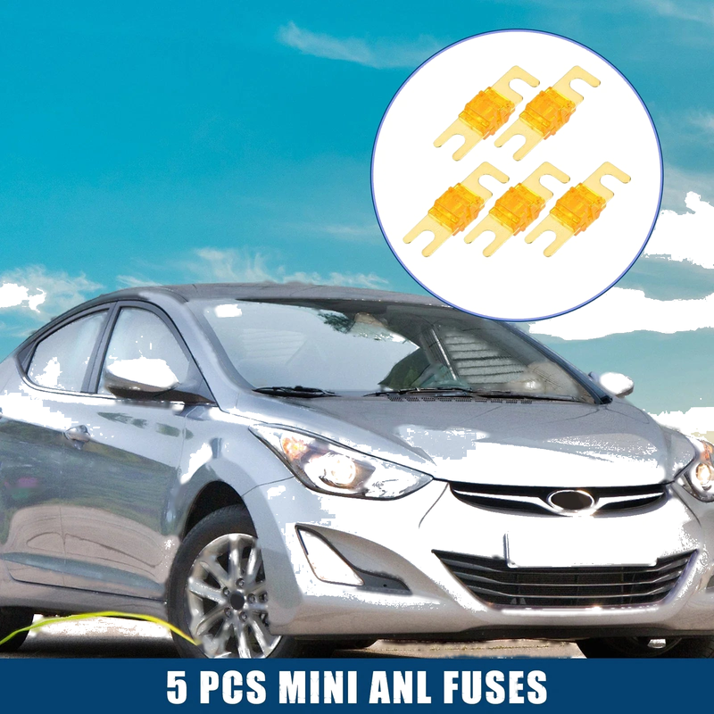 Car Motorcycle 5 x Mini ANL Fuses 40A Audio CD Fuse Gold Tone Orange