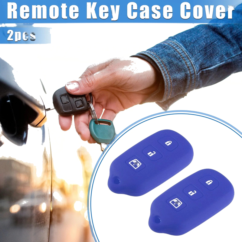Toyota 4Runner Sequoia 2 x Remote Key Fob Case 4 Button Silicone Blue