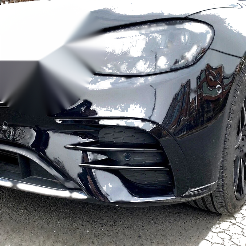 Benz E Class W213 4 x Glossy Black Front Fog Light Eyebrow Covers (2021-23)