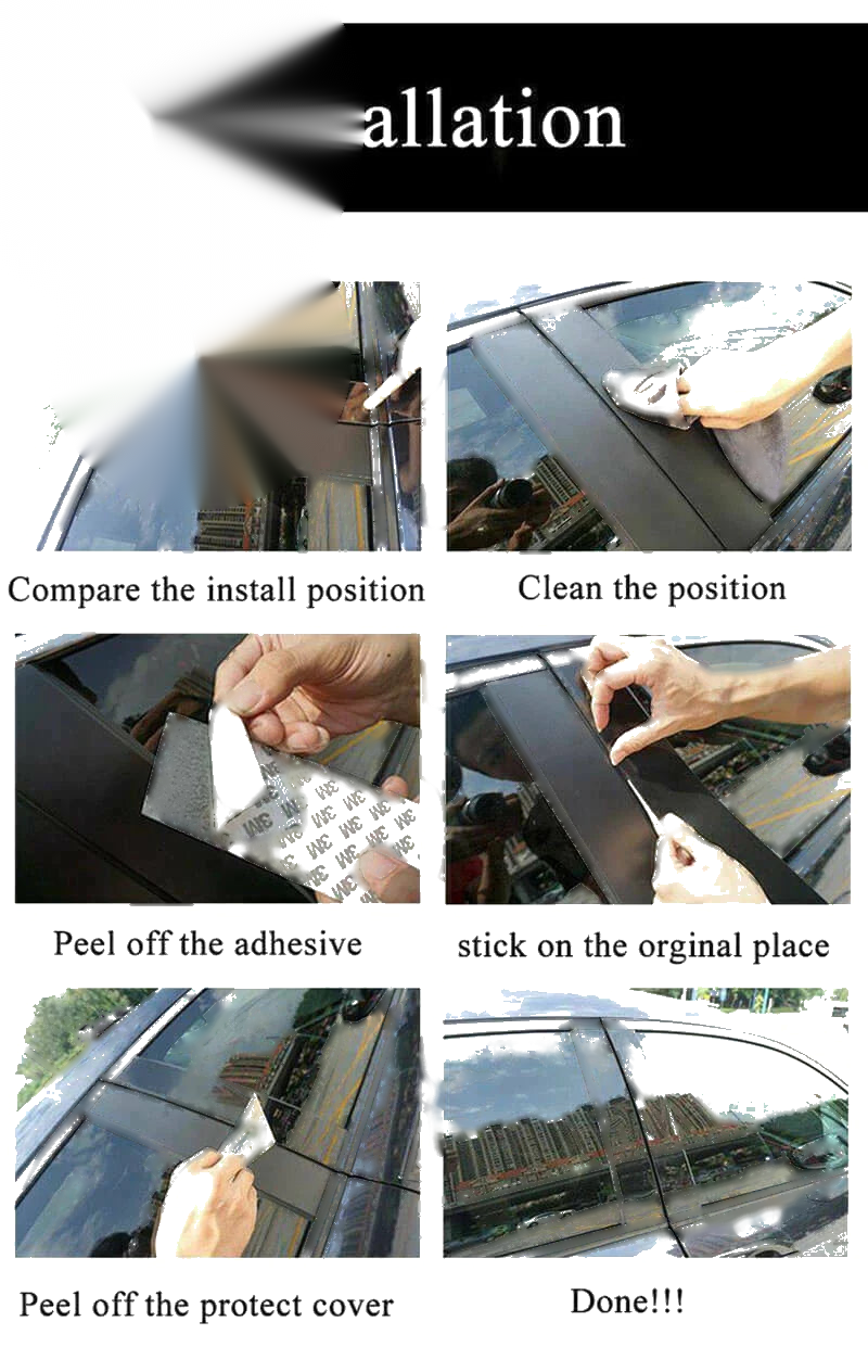 Mitsubishi Outlander 6x Black Door Pillar Post Cover Trim (2013–2019)