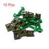 10pcs Metal U-Type M6 Motorcycle Fairing Fasteners Clips w Green Bolts Screws