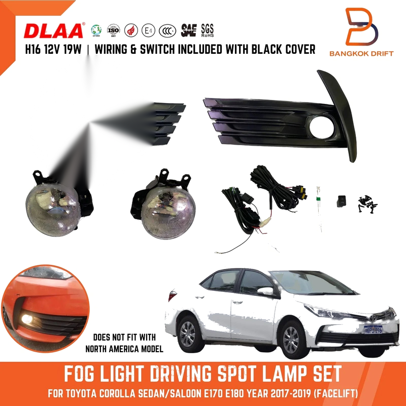 Toyota Corolla ZRE172 Sedan (2017-2019) Black Fog Lamp Cover