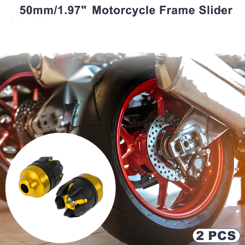 Bike 14mm Aluminum Alloy Plastic Motorcycle Slider Frame / 2 x Gold Tone