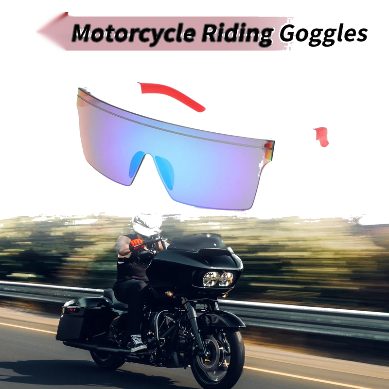 1 Motorcycle Riding Goggles Green Lens White Frame PC Cycling Sunglasses